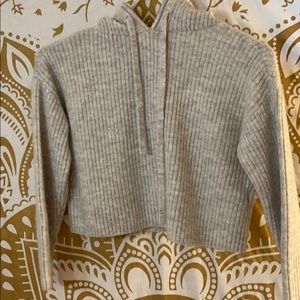 XS grey Victoria secret cropped hoodie sweater